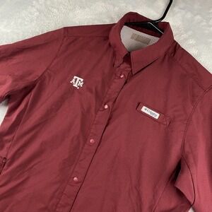 Texas A&M Aggies Shirt Womens Large Red Columbia PFG Omni Shade Vented Fishing